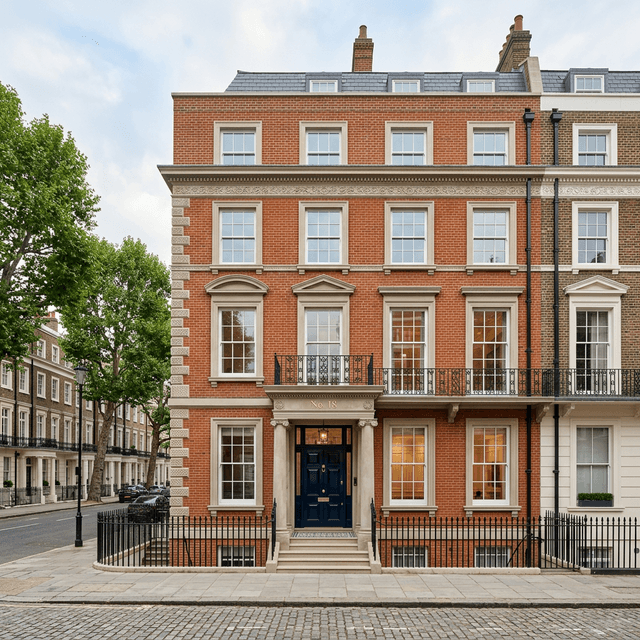 Premium London Victorian property facade with restored sash windows
